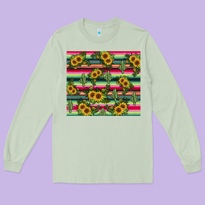 Sunflower Cactus Long Sleeve Tee Designed By Jahusdesignshop