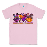 Bubblegum Pink peace love halloween Classic Tee - AdoDesignShop