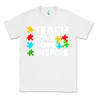 White Teach Love Hope Inspire Classic Tee - CowhideDigitalArt