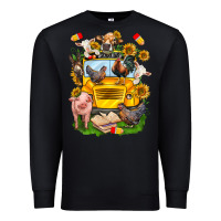 Black farm animals with school bus Premium Sweatshirt - NancyCooperArtShop