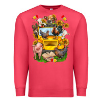 Cardinal farm animals with school bus Premium Sweatshirt - NancyCooperArtShop