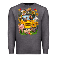 Charcoal Heather farm animals with school bus Premium Sweatshirt - NancyCooperArtShop
