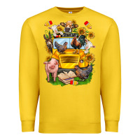Lemon farm animals with school bus Premium Sweatshirt - NancyCooperArtShop