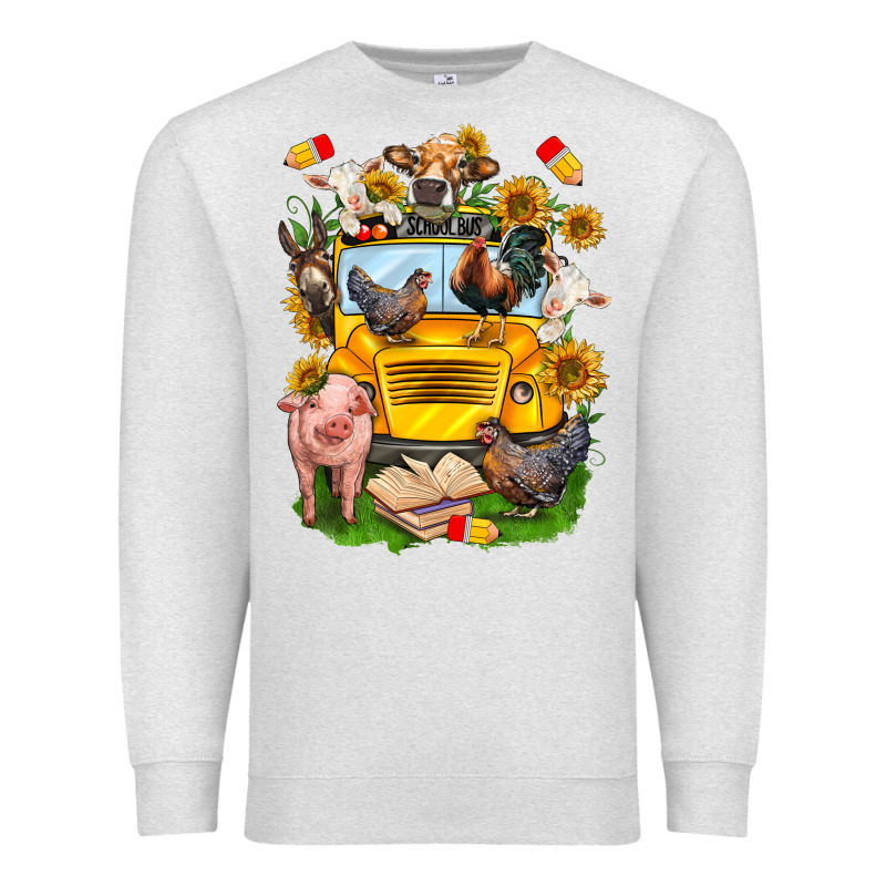 Farm Animals With School Bus Premium Sweatshirt by NancyCooperArtShop | Teevron