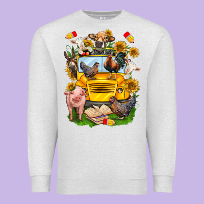 Farm Animals With School Bus Premium Sweatshirt Designed By Nancycooperartshop