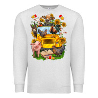Oatmeal Heather farm animals with school bus Premium Sweatshirt - NancyCooperArtShop