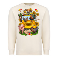 Sandshell farm animals with school bus Premium Sweatshirt - NancyCooperArtShop