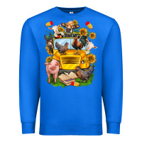 True Royal farm animals with school bus Premium Sweatshirt - NancyCooperArtShop