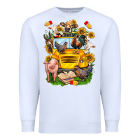 White farm animals with school bus Premium Sweatshirt - NancyCooperArtShop