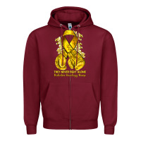 Burgundy they never fight alone yellow ribbon with boxing g Zipper Hoodie - NancyCooperArtShop