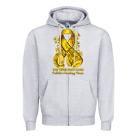 Heather Grey they never fight alone yellow ribbon with boxing g Zipper Hoodie - NancyCooperArtShop