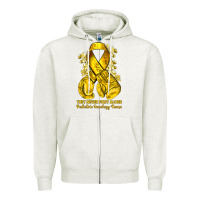 Oatmeal Heather they never fight alone yellow ribbon with boxing g Zipper Hoodie - NancyCooperArtShop