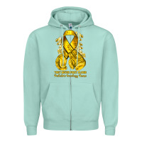 Seafoam they never fight alone yellow ribbon with boxing g Zipper Hoodie - NancyCooperArtShop