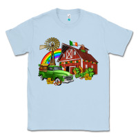 Dusty Blue barn st patricks with truck and shamrocks Classic Tee - AdoDesignShop