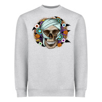 Heather Grey Halloween Skeleton Heavyweight Sweatshirt - CowhideDigitalArt