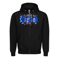 Black I am a survivor Colon Cancer blue ribbon Zipper Hoodie - NancyCooperArtShop