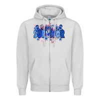Dove Grey I am a survivor Colon Cancer blue ribbon Zipper Hoodie - NancyCooperArtShop