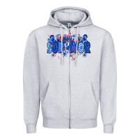 Heather Grey I am a survivor Colon Cancer blue ribbon Zipper Hoodie - NancyCooperArtShop