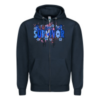 Navy I am a survivor Colon Cancer blue ribbon Zipper Hoodie - NancyCooperArtShop