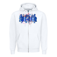 White I am a survivor Colon Cancer blue ribbon Zipper Hoodie - NancyCooperArtShop