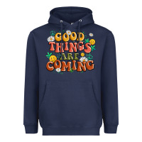 Navy good things are coming Heavyweight Hoodie - MaliasSmallBusiness