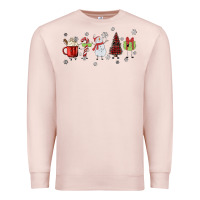 Pale Pink Cartoon Christmas Characters Premium Sweatshirt - MaliasSmallBusiness