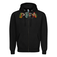 Black western christmas papa claus sunflowers and cactus Zipper Hoodie - Jasminsmagicworld