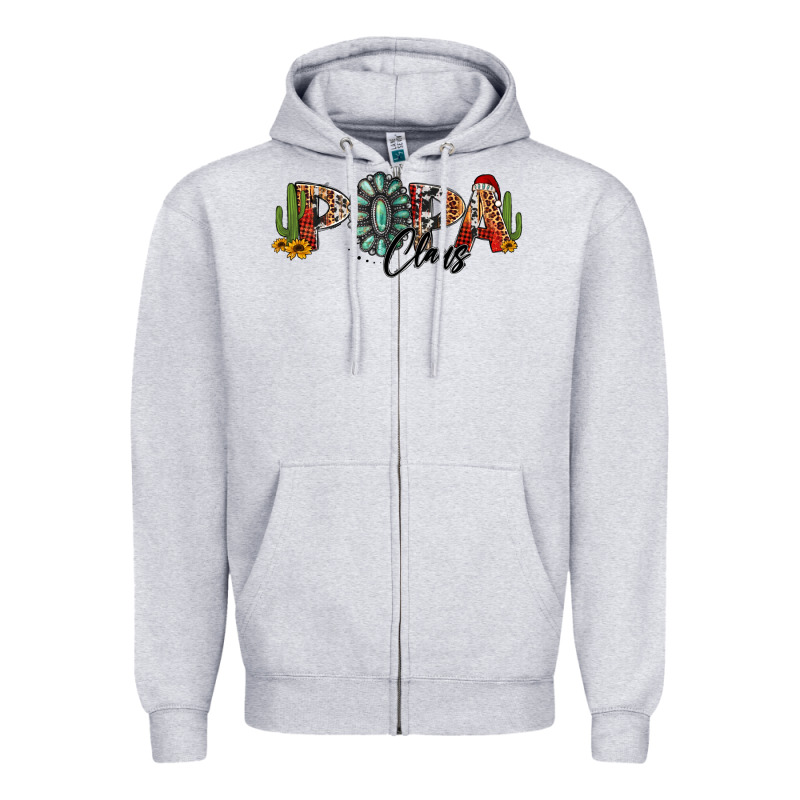 Western Christmas Papa Claus Sunflowers And Cactus Zipper Hoodie by Jasminsmagicworld | Teevron