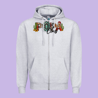 Western Christmas Papa Claus Sunflowers And Cactus Zipper Hoodie Designed By Jasminsmagicworld