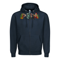 Navy western christmas papa claus sunflowers and cactus Zipper Hoodie - Jasminsmagicworld