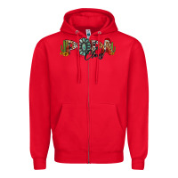 Red western christmas papa claus sunflowers and cactus Zipper Hoodie - Jasminsmagicworld