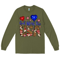 Army Green god bless the usa Long Sleeve Tee - Artiststas