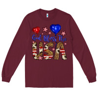 Burgundy god bless the usa Long Sleeve Tee - Artiststas