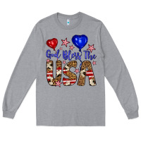 Heather Grey god bless the usa Long Sleeve Tee - Artiststas
