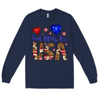 Navy god bless the usa Long Sleeve Tee - Artiststas
