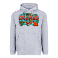 Heather Grey camping vibes Heavyweight Hoodie - NancyCooperArtShop