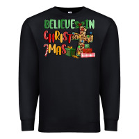 Black believe in christmas Premium Sweatshirt - MaliasSmallBusiness