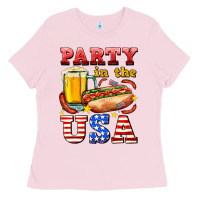 Bubblegum Pink party in the usa Ladies Tee - AdoDesignShop