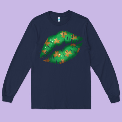 St. Patrick's Day Lip Long Sleeve Tee Designed By Jasminsmagicworld