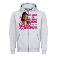Heather Grey I fought for my life and i won afro woman Zipper Hoodie - NancyCooperArtShop