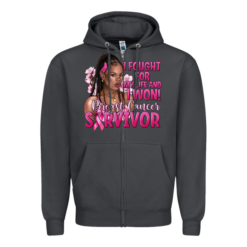 I Fought For My Life And I Won Afro Woman Zipper Hoodie by NancyCooperArtShop | Teevron