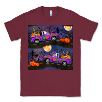 Burgundy halloween spooky truck seamless pattern Classic Tee - BundleAndBundleShop