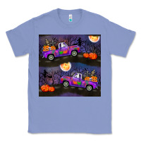 Colony Blue halloween spooky truck seamless pattern Classic Tee - BundleAndBundleShop