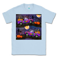 Dusty Blue halloween spooky truck seamless pattern Classic Tee - BundleAndBundleShop