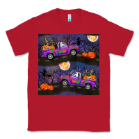 Red halloween spooky truck seamless pattern Classic Tee - BundleAndBundleShop