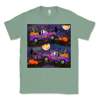 Sage halloween spooky truck seamless pattern Classic Tee - BundleAndBundleShop