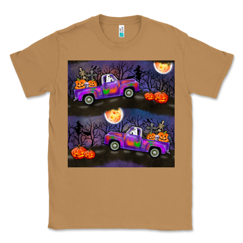 Halloween Spooky Truck Seamless Pattern Classic Tee by BundleAndBundleShop | Teevron