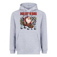 Heather Grey merry vibes ho ho ho Heavyweight Hoodie - MaliasSmallBusiness