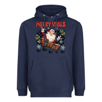 Navy merry vibes ho ho ho Heavyweight Hoodie - MaliasSmallBusiness