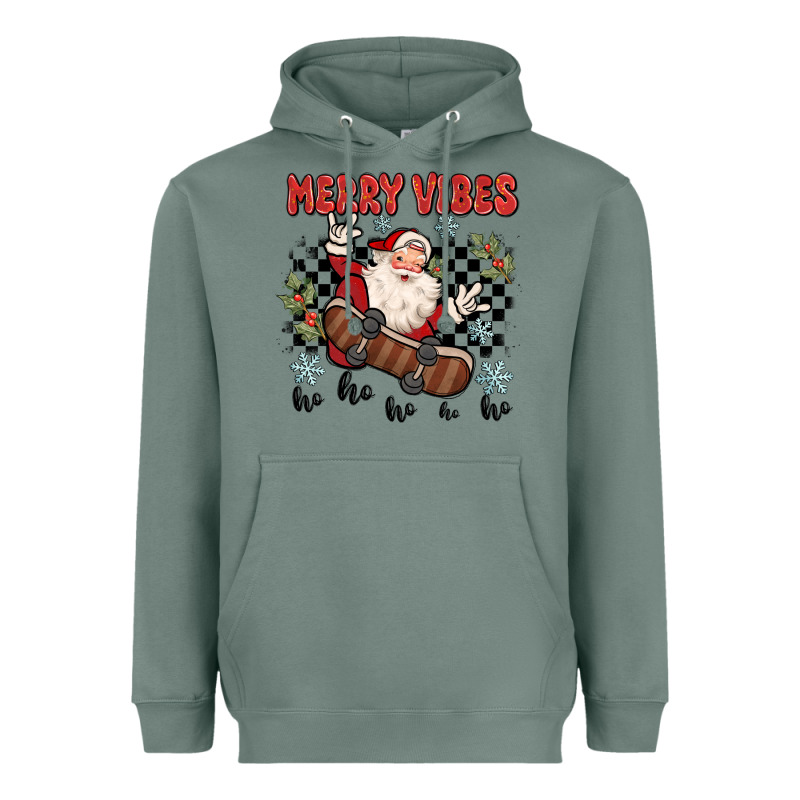 Merry Vibes Ho Ho Ho Heavyweight Hoodie by MaliasSmallBusiness | Teevron